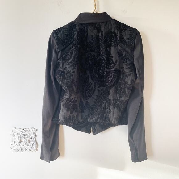 W118 by Walter Baker Black Jacquard Brocade Cropped Jacket M - Picture 4 of 11